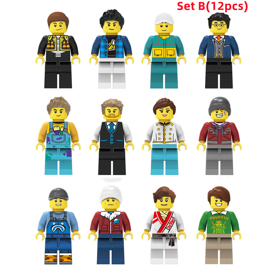 Set 12 Mô Hình Đồ Chơi Xếp Hình Thành Phố Zombie Cho Bé