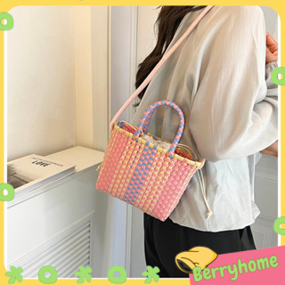 Túi đeo vai đan sợi nhiều màu thời trang hè dành cho nữ BerryHome~