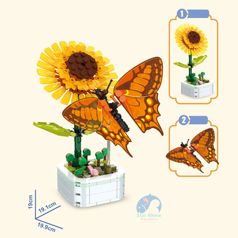 Bộ Đồ Chơi Lắp Ráp Hình Bó Hoa Hồng Và Côn Trùng Dành Cho Bé Gái