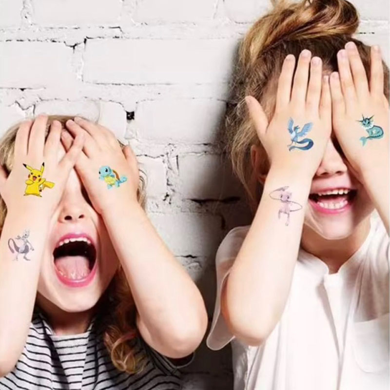 Pokemon Dán Hình Xăm Pikachu Charmander Eevee trẻ em dễ thương không thấm nước stickers quà tặng đồ chơi trò chơi