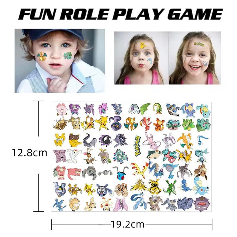 Pokemon Dán Hình Xăm Pikachu Charmander Eevee trẻ em dễ thương không thấm nước stickers quà tặng đồ chơi trò chơi