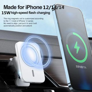 Giá Đỡ Điện Thoại Kiêm Sạc Nhanh Không Dây Hít Nam Châm 15W Gắn Lỗ Thông Gió Xe Hơi Cho iPhone 12 13 14 Pro Max