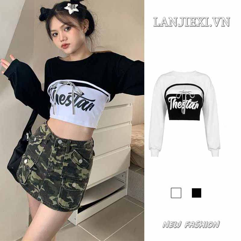 LANJIEXI Set Áo Len Dài Tay + Chân Váy Lưng Cao Thời Trang Dành Cho Nữ