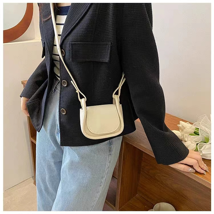 Túi Đeo Chéo Mini Bằng Da PU Màu Trơn Phong Cách Hàn Quốc Thời Trang Cho Nữ