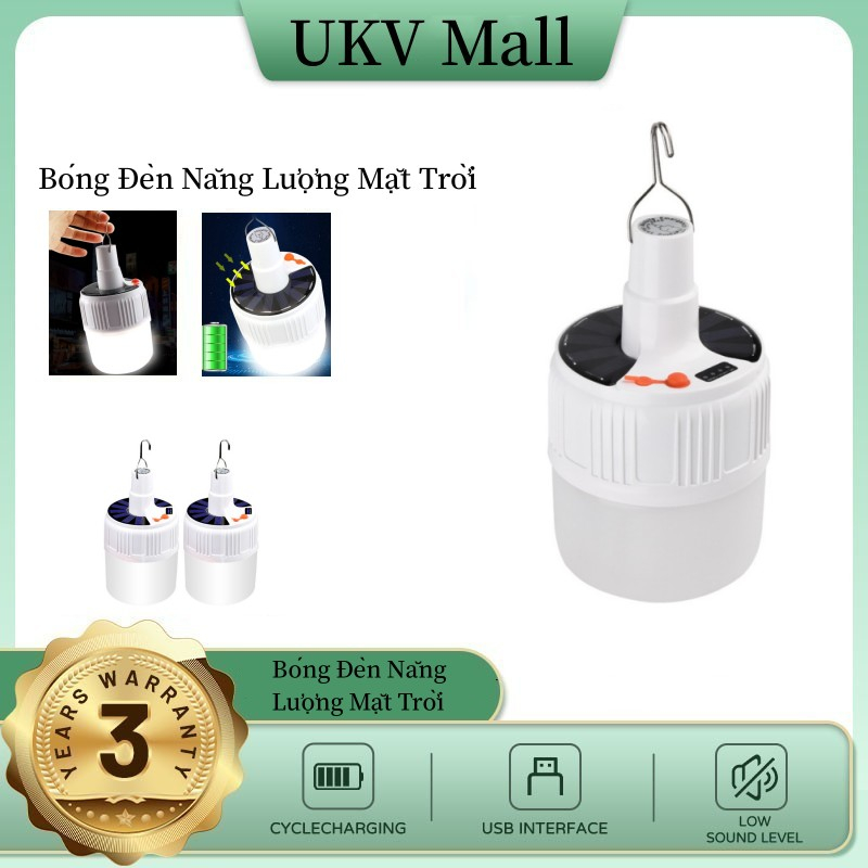 UKV Đèn Tích Điện Siêu Sáng - Bóng Đèn Led Năng Lượng Mặt Trời Tiết Kiệm Năng Lượng Có Điều Khiển Từ Xa Tiện Dụng