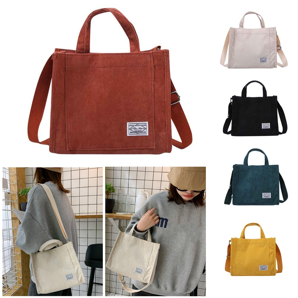 Just STAR Túi Đeo Chéo Vai Bằng Vải Nhung Kẻ Màu Trơn Phong Cách Hàn Quốc Đơn Giản Dành Cho Nữ