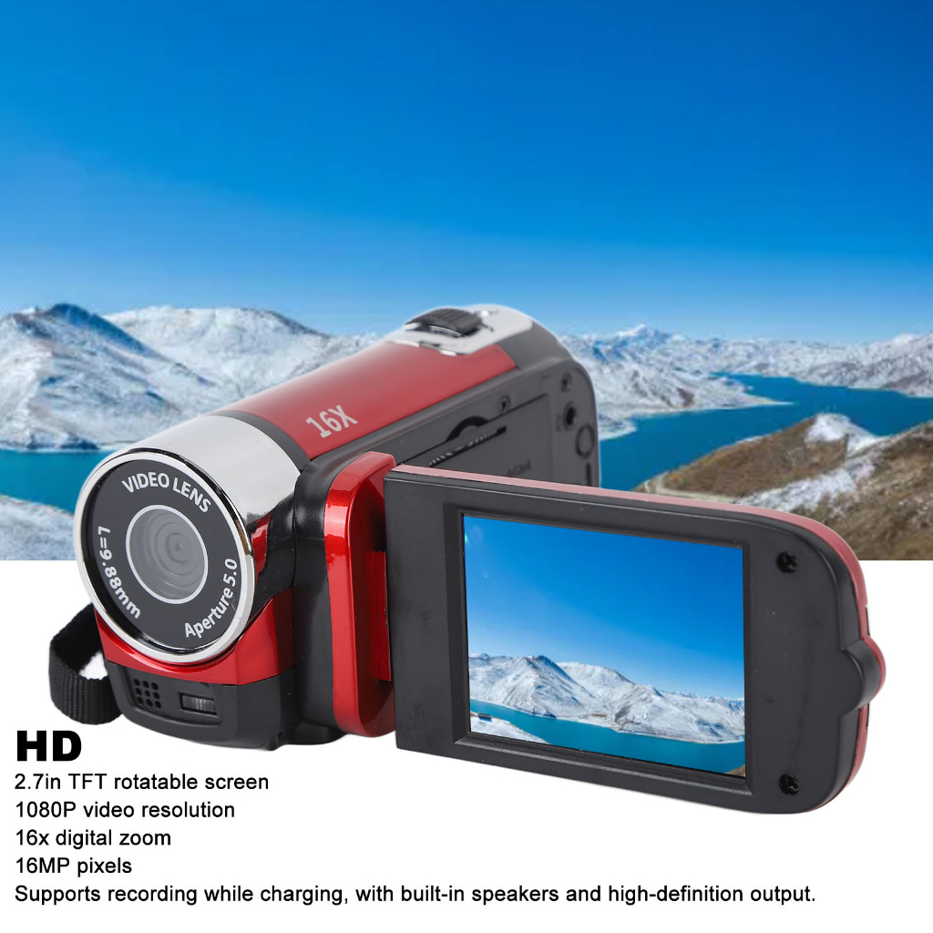Có thể bán buôn Camera DV 1080P 16MP Màn hình xoay TFT 2.7in Máy quay video zoom kỹ thuật số 16x có cáp USB Washington057 Hàng giao ngay