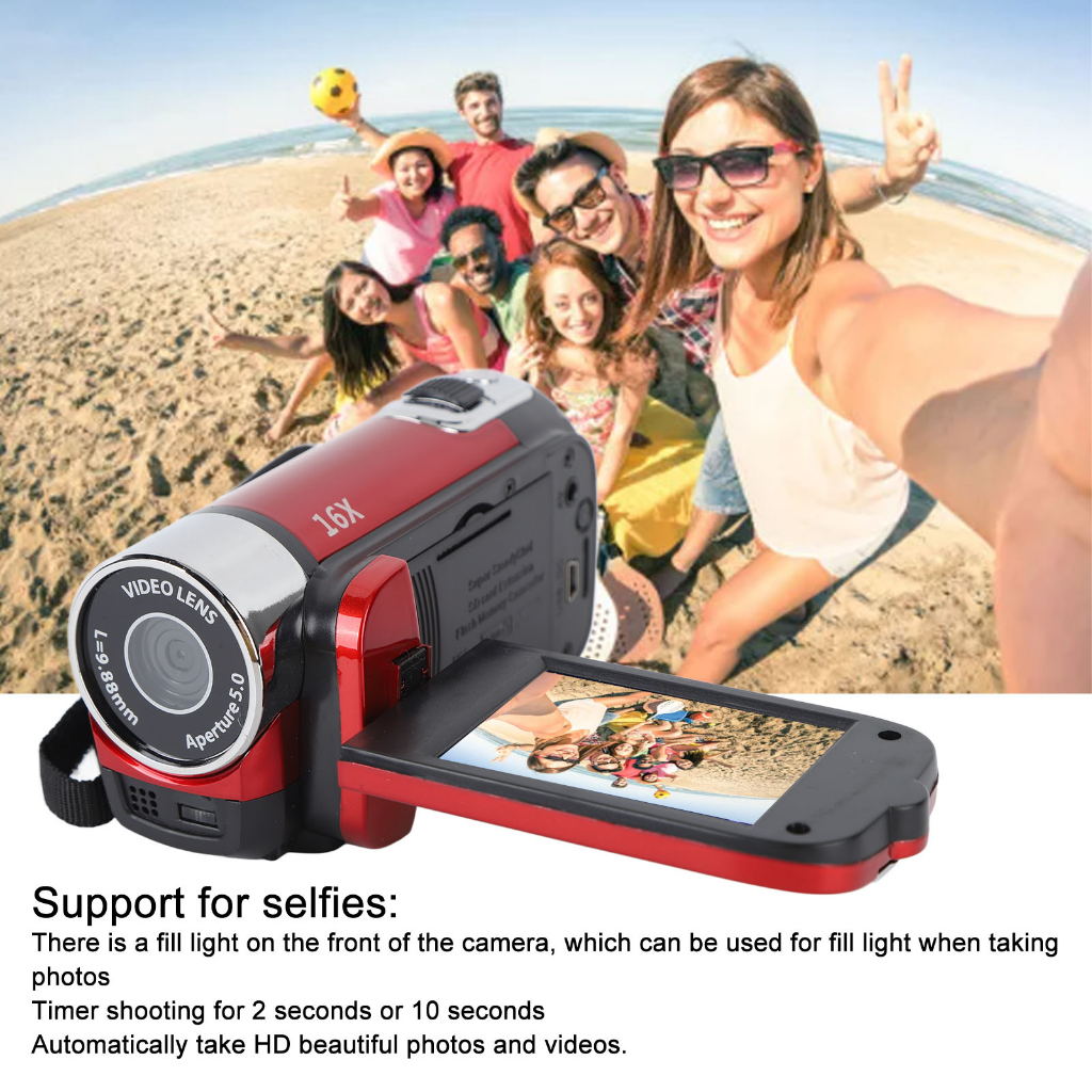 Có thể bán buôn Camera DV 1080P 16MP Màn hình xoay TFT 2.7in Máy quay video zoom kỹ thuật số 16x có cáp USB Washington057 Hàng giao ngay