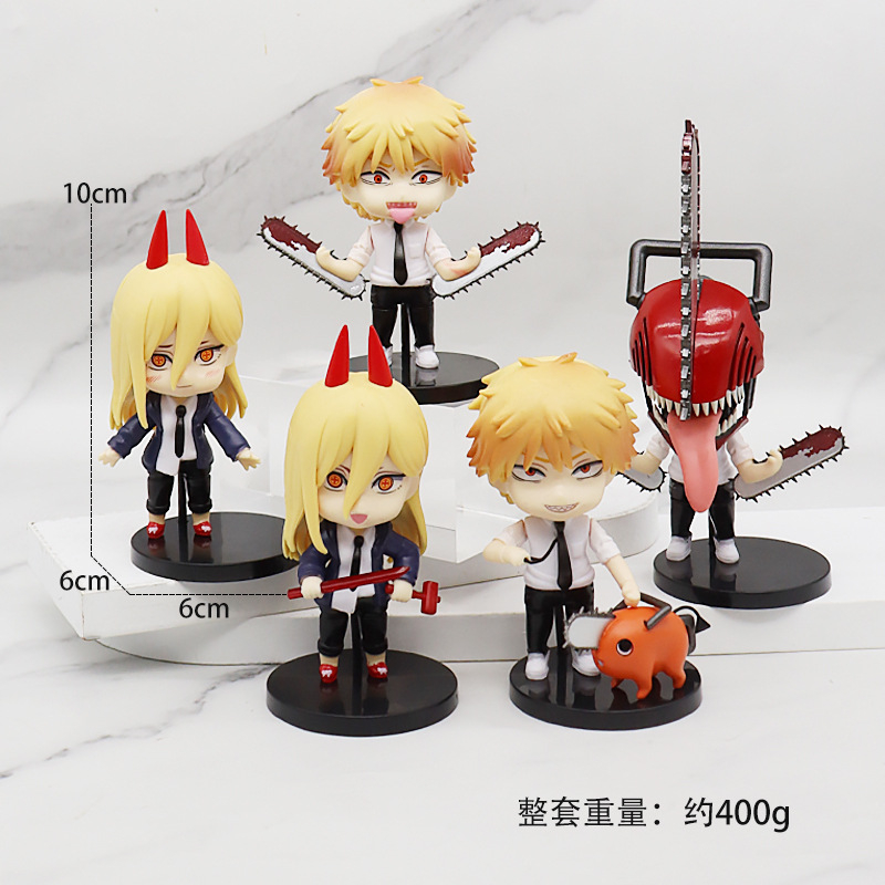 Set 4 / 5 / 6 Mô Hình Nhân Vật Phim Hoạt Hình Chainsaw Man Denji Power Bằng PVC 8 Kiểu