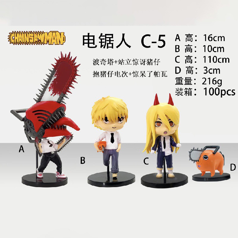 Set 4 / 5 / 6 Mô Hình Nhân Vật Phim Hoạt Hình Chainsaw Man Denji Power Bằng PVC 8 Kiểu