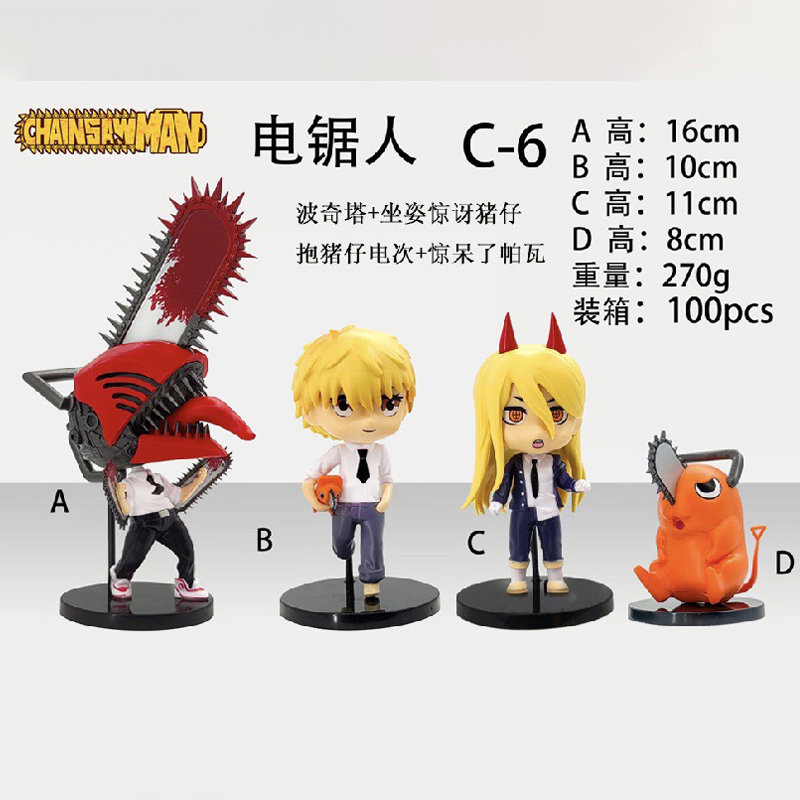 Set 4 / 5 / 6 Mô Hình Nhân Vật Phim Hoạt Hình Chainsaw Man Denji Power Bằng PVC 8 Kiểu