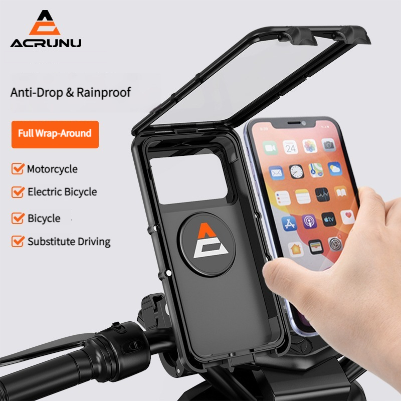 ACRUNU Không thấm nước Giá đỡ điện thoại di động xe máy xe đạp Vỏ điện thoại di động chống rung đa năng không chặn camera và có thể chạm vào màn hình phụ kiện đi xe
