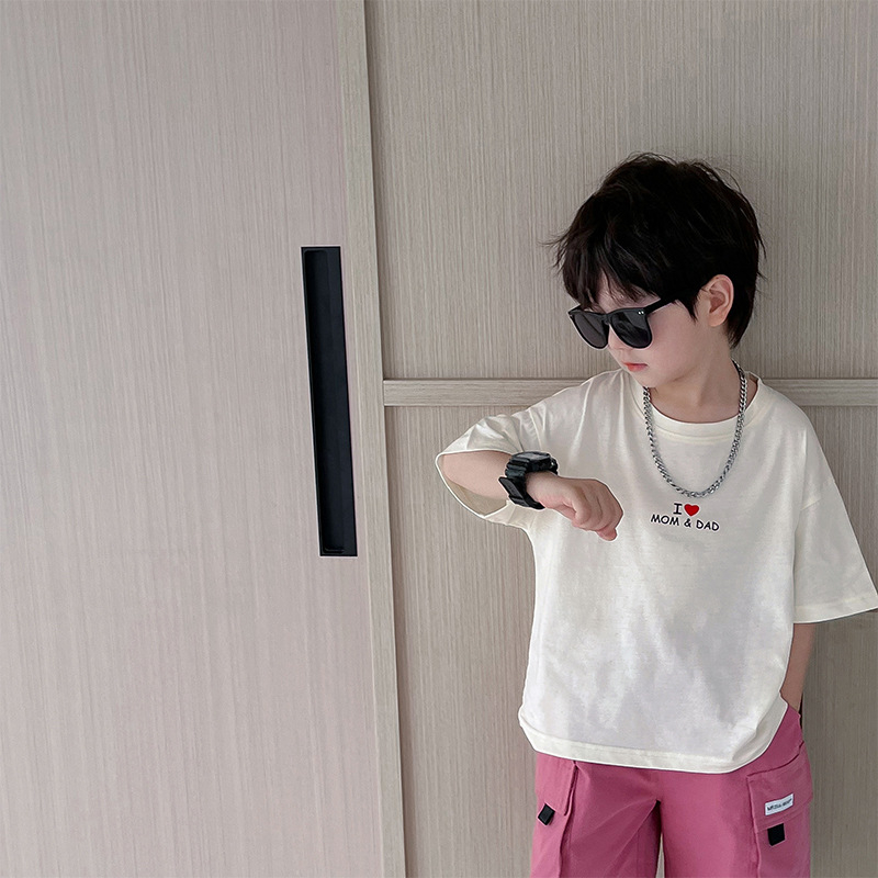 Sun baby Áo Thun Tay Ngắn In Chữ Dễ Thương Phong Cách Hàn Quốc Thời Trang Mùa Hè Cho Bé Trai