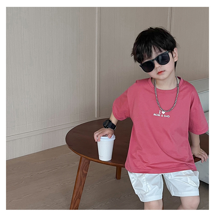 Sun baby Áo Thun Tay Ngắn In Chữ Dễ Thương Phong Cách Hàn Quốc Thời Trang Mùa Hè Cho Bé Trai