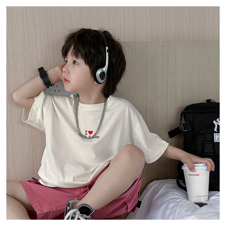 Sun baby Áo Thun Tay Ngắn In Chữ Dễ Thương Phong Cách Hàn Quốc Thời Trang Mùa Hè Cho Bé Trai