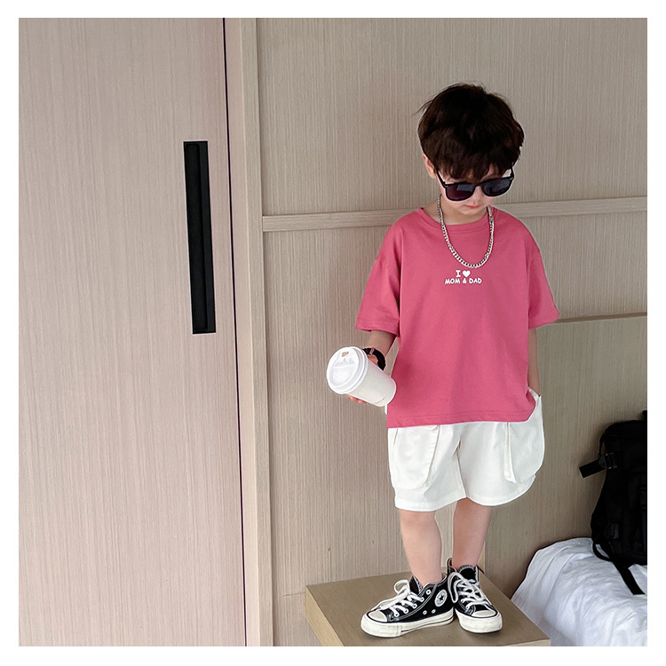 Sun baby Áo Thun Tay Ngắn In Chữ Dễ Thương Phong Cách Hàn Quốc Thời Trang Mùa Hè Cho Bé Trai