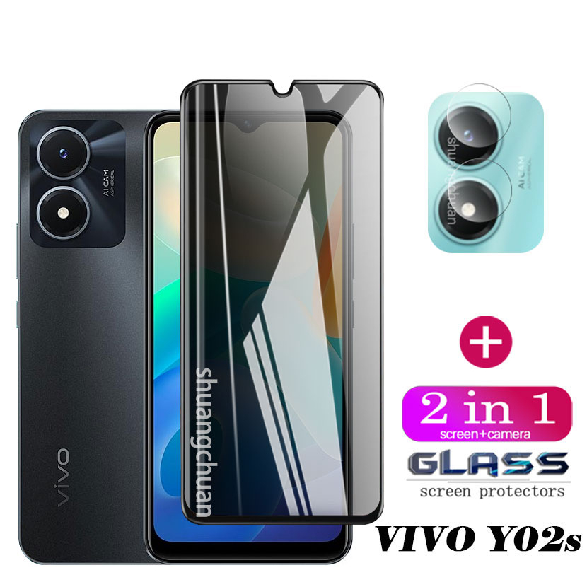Kính Cường Lực 2 Trong 1 Chống Nhìn Trộm Cho VIVO Y02s Y15A Y15S Y02 Y16 Y21 Y33S Y11 Y35 Y12 Kèm Phụ Kiện