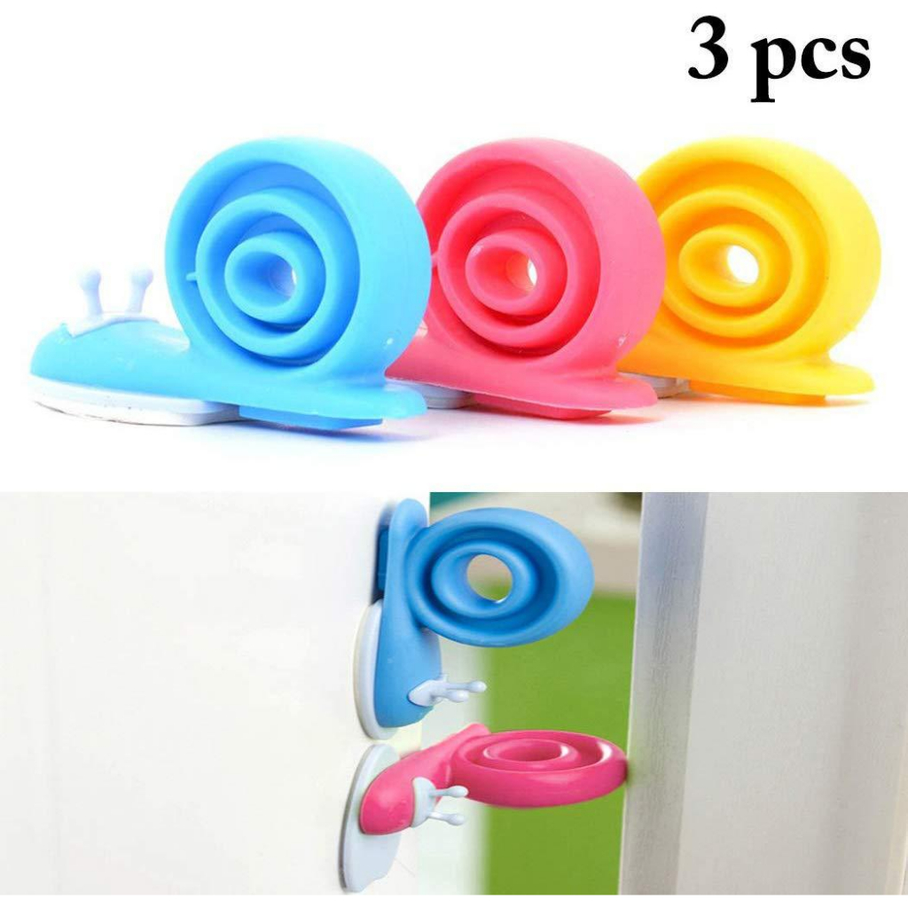 Bộ 3 Khóa Chặn Cửa Hình Ốc Sên 6x3cm Bằng Nhựa EVA Bảo Vệ An Toàn Cho Bé