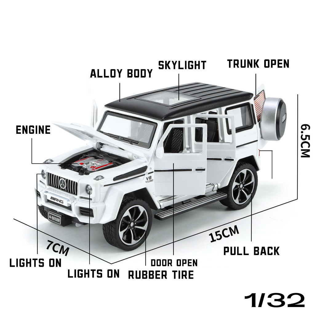 Mô Hình Xe Hơi Benz G63 AMG Có Đèn Và Âm Thanh Bằng Hợp Kim Tỉ Lệ 1: 32