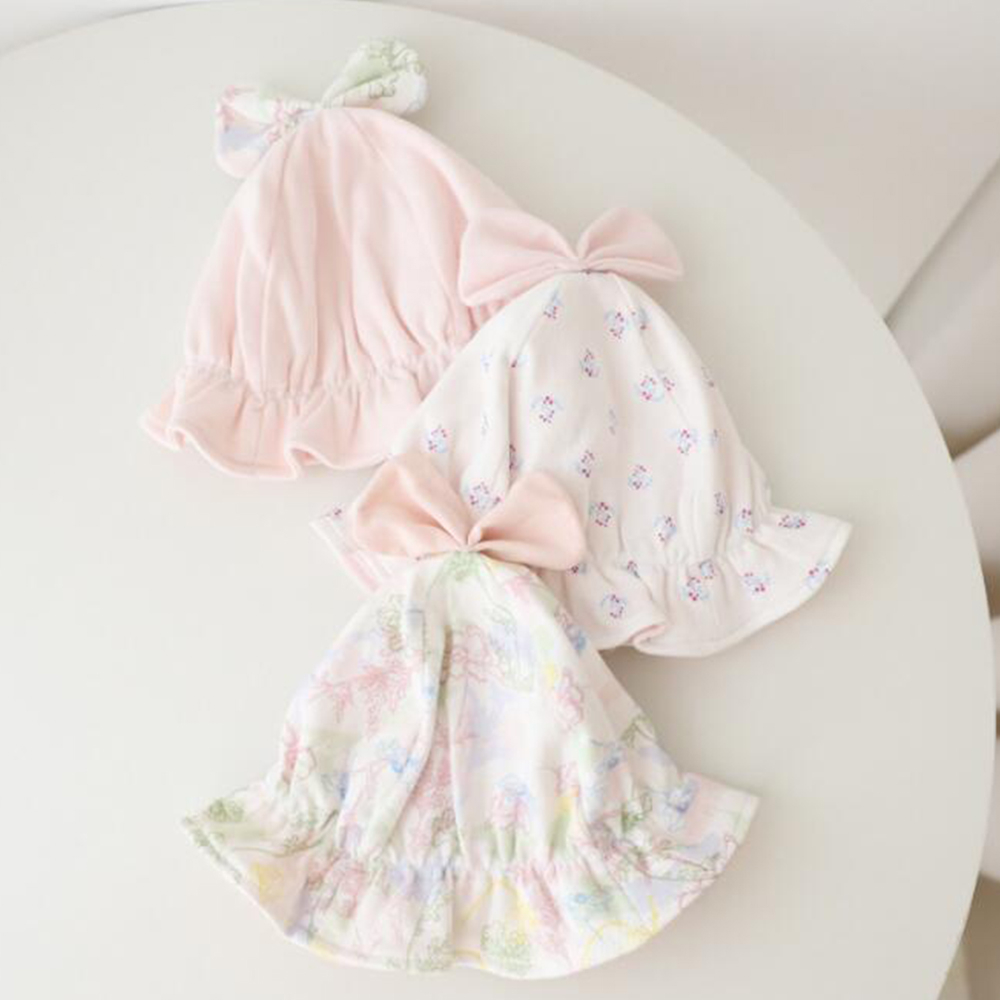 Mũ Cotton In Hoa Dễ Thương Cho Bé Gái 0-3 Tháng Tuổi