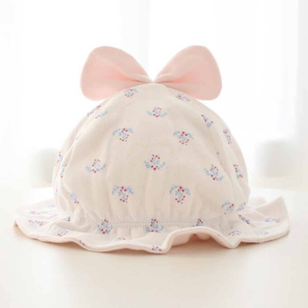 Mũ Cotton In Hoa Dễ Thương Cho Bé Gái 0-3 Tháng Tuổi