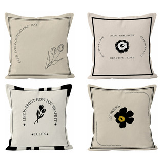 Vỏ gối cotton 40x40.60x60.50x50.45x45 họa tiết hoa trừu tượng đơn giảnvỏ gối đệm sofa trang trí nhà cửa