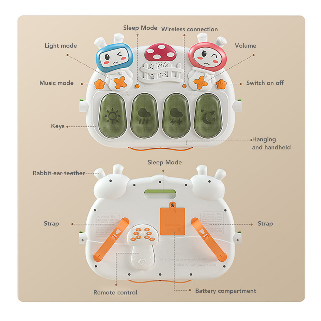 Babyfair. Bé Tập Gym Thảm Chơi Bluetooth Đa Năng Giáo Dục Sớm Kick Piano Cho Hoạt Động Âm Nhạc Kèm Điều Khiển Từ Xa