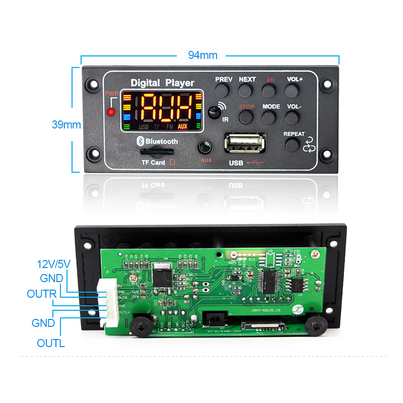 Bảng Mạch Giải Mã Âm Thanh MP3 Không Dây DC 12V AUX 3.5MM MP3 WMA WAV Hỗ Trợ USB TF FM