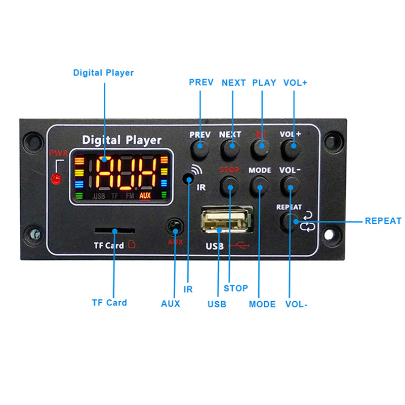 Bảng Mạch Giải Mã Âm Thanh MP3 Không Dây DC 12V AUX 3.5MM MP3 WMA WAV Hỗ Trợ USB TF FM