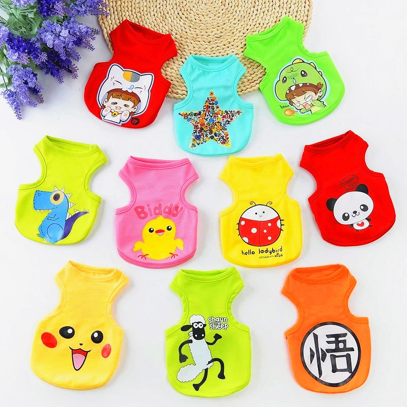 Áo Thun Mùa Hè Thoáng Khí Tay Cộc Có Dây Đeo Teddy Bichon Pomeranian Cho Chó Poodle Schnauzer Nhỏ Màu Sắc Ngẫu Nhiên