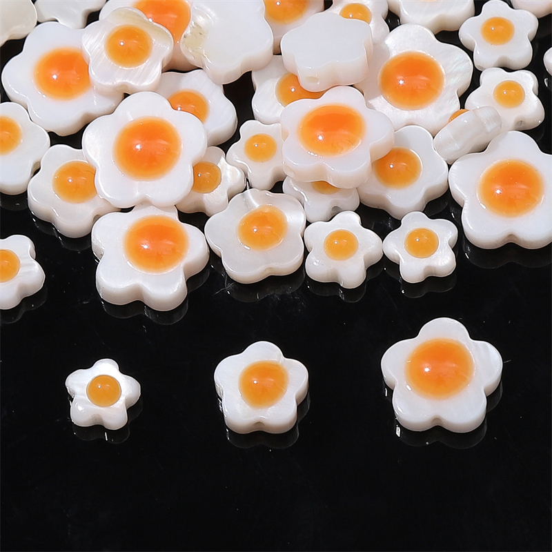 Set 5 Bông Hoa Vỏ Sò Tự Nhiên Một Mặt 6 / 8 / 10mm Làm Đồ Thủ Công Sáng Tạo DIY