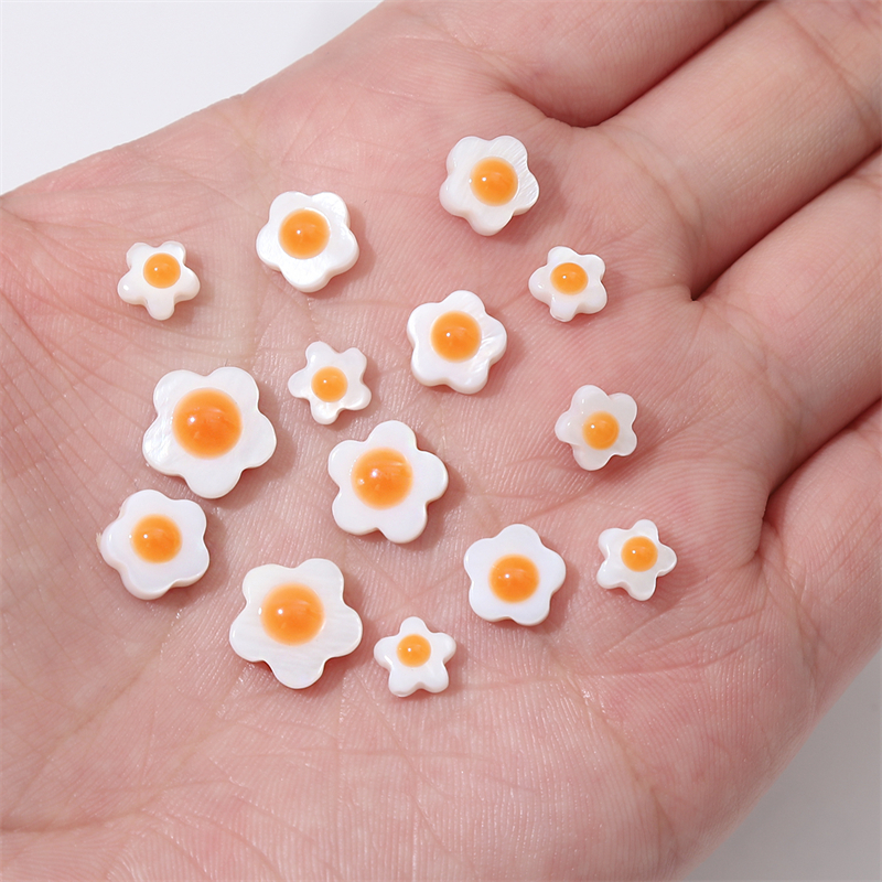 Set 5 Bông Hoa Vỏ Sò Tự Nhiên Một Mặt 6 / 8 / 10mm Làm Đồ Thủ Công Sáng Tạo DIY