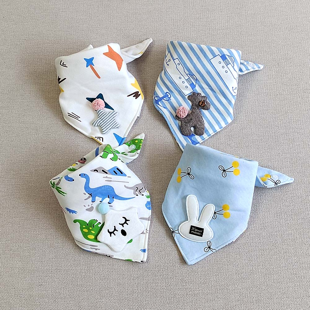 Set 4 Yếm Ăn Cotton Xinh Xắn Dành Cho Bé