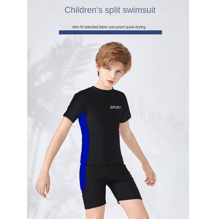 Bộ Đồ Bơi Hai Mảnh Nhanh Khô Kiểu Thể Thao Năng Động Cho Bé Trai