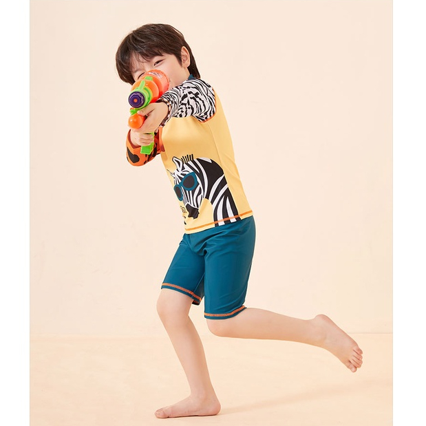 Bộ Đồ Bơi Hai Mảnh Chống Nắng In Họa Tiết Hoạt Hình Cho Bé Trai