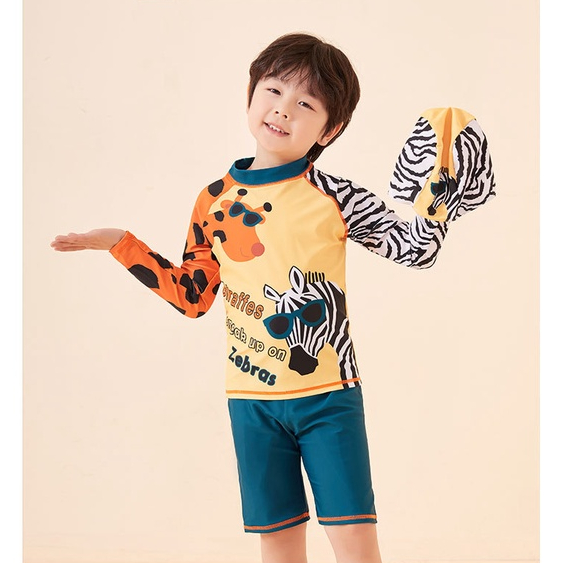 Bộ Đồ Bơi Hai Mảnh Chống Nắng In Họa Tiết Hoạt Hình Cho Bé Trai