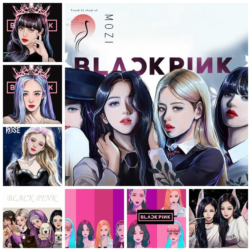 MOZI✨Blackpink 40*50cm tranh tô màu theo số nhóm nhạc nữ hàn quốc tranh số hóa tranh sơn dầu số người hâm mộ thực sự sơn theo số Tranh tô màu theo sốTranh Sơn Dầu Kỹ Thuật Số Tự Làm Hình Nhóm Nhạc Sơn kỹ thuật số