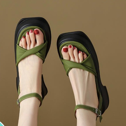 Giày Sandal Đế Xuồng Dày Hở Ngón Mùa Hè 2023 Hợp Thời Trang Mới Kiểu Pháp Dễ Phối Đồ Cho Nữ