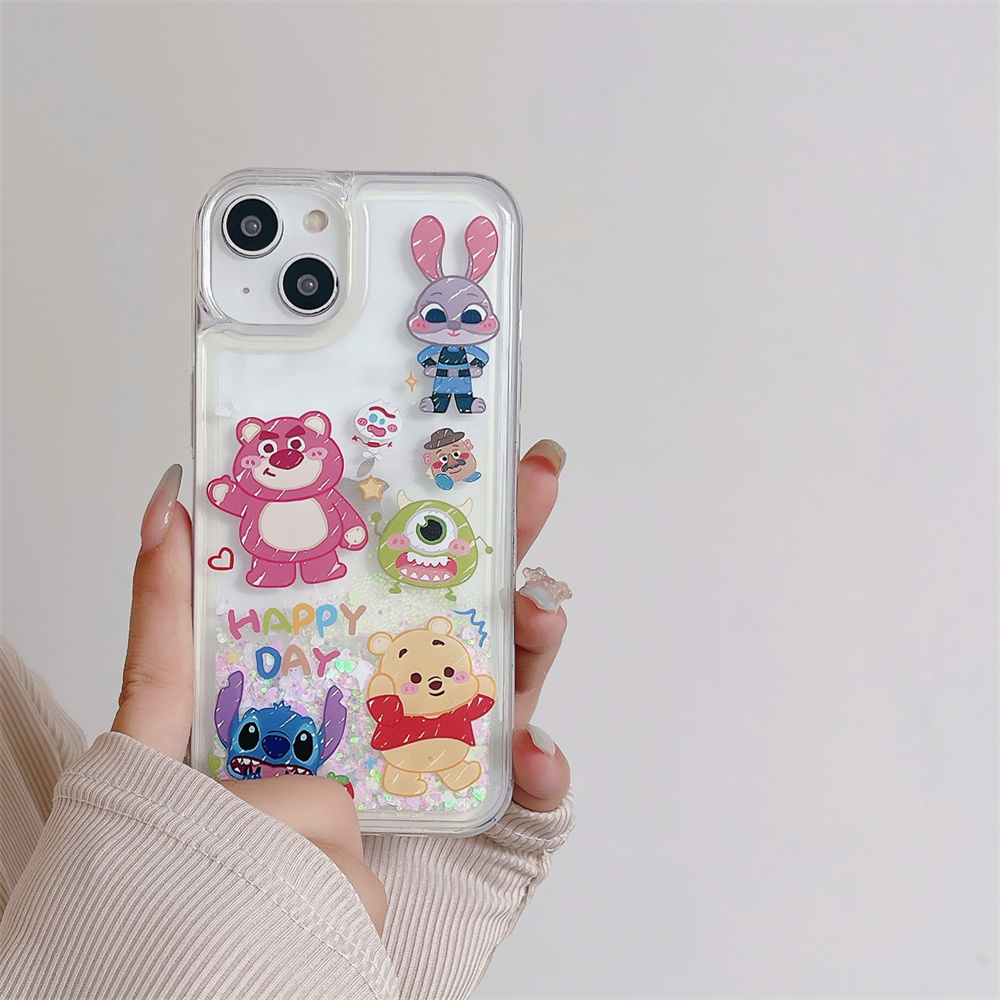 Ốp Điện Thoại Cát Chảy In Hoạt Hình Disney Cho iPhone 13 Pro Max 11 12 Mini 14 Plus 8 Plus X XR