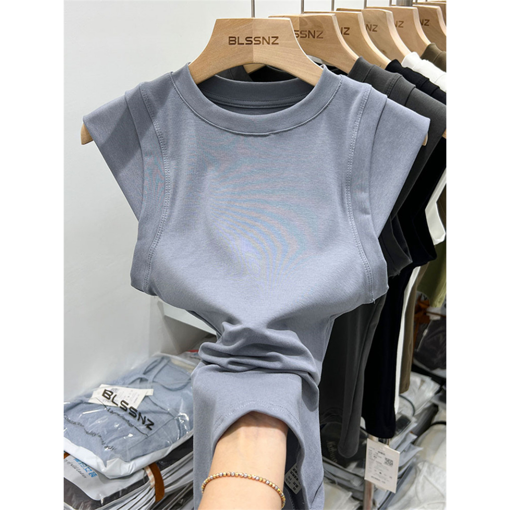 Áo Thun Thể Thao Sát Nách Màu Trơn Kiểu Retro Mỹ Thời Trang 2023 Cho Bạn Gái