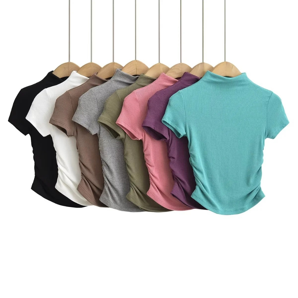 Áo Thun Cổ Cao Màu Trơn Dáng Ôm Thời Trang Quyến Rũ Cho Nữ