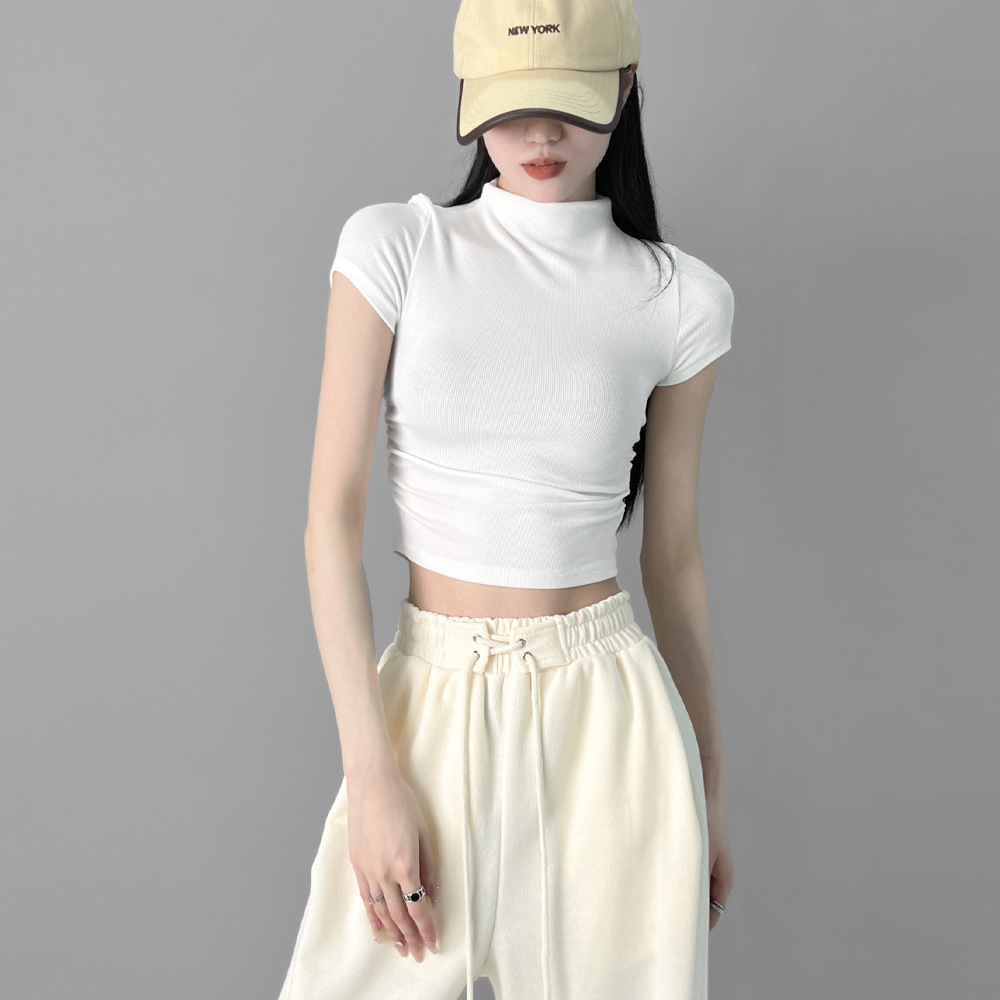 Áo Thun Cổ Cao Màu Trơn Dáng Ôm Thời Trang Quyến Rũ Cho Nữ