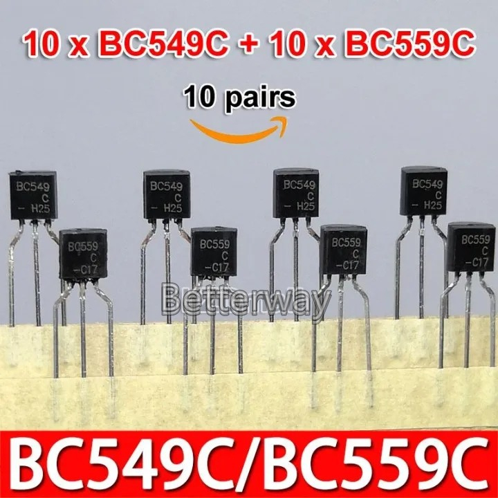 10 đôi (10 chiếc BC549C + 10 chiếc BC559C) BC549 BC559 TO-92 NPN Transistor 100mA 30V 0.1A chính hãn