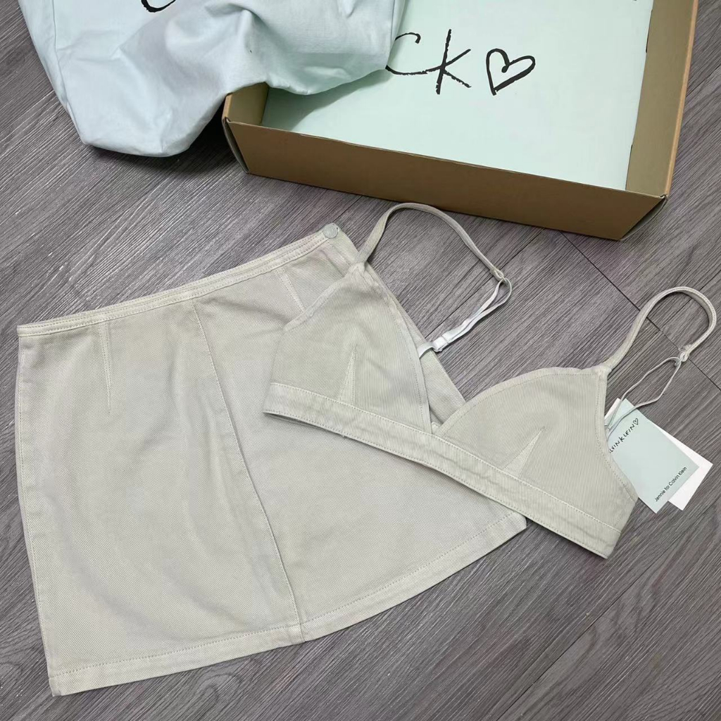 Jennie blackpink ck Bộ Áo Hai Dây + Chân Váy Denim Xinh Xắn Theo Phong Cách Âu Mỹ Dành Cho Nữ