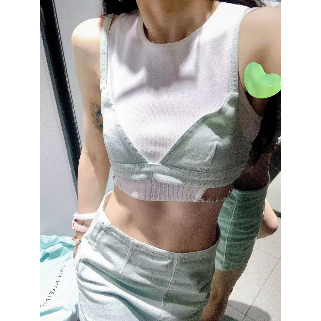 Jennie blackpink ck Bộ Áo Hai Dây + Chân Váy Denim Xinh Xắn Theo Phong Cách Âu Mỹ Dành Cho Nữ