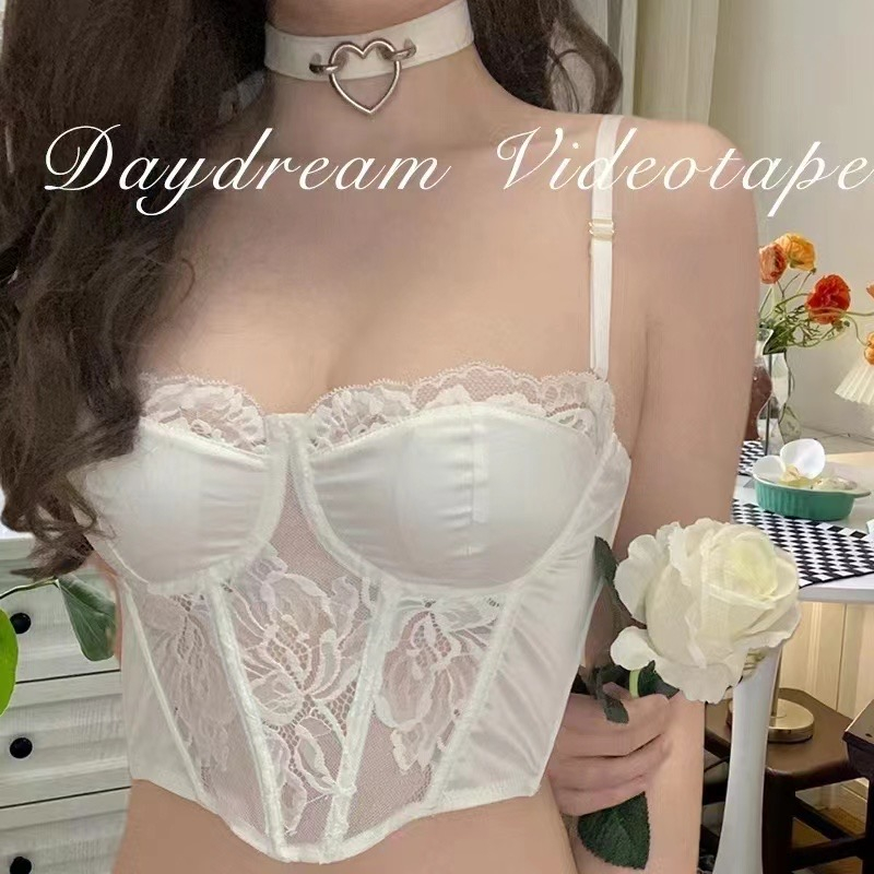 Áo Ngực Satin Mỏng Phong Cách Pháp Hàng Mới Có Sẵn Áo Ngực Nhỏ Ôm Ngực Nhỏ Phối Ren Quyến Rũ