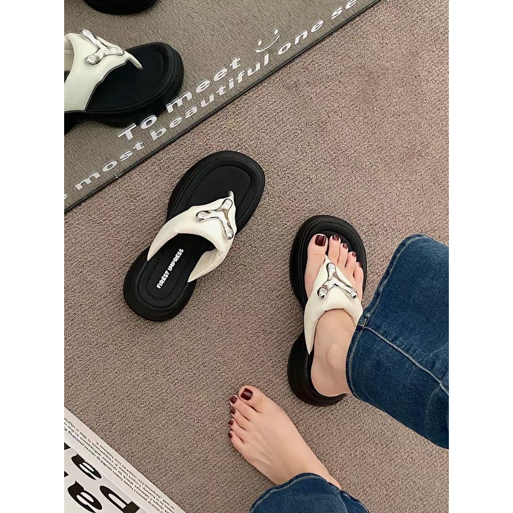 Dép Xỏ Ngón Đế Dày Phong Cách Retro Thời Trang