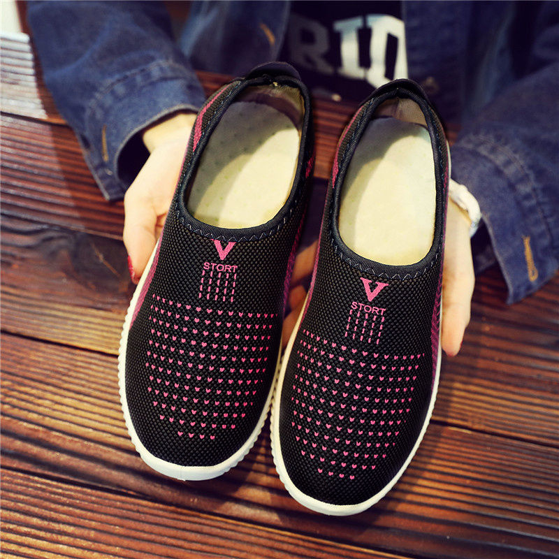 Giày Slip On Đế Bằng Phối Lưới Thoáng Khí Thời Trang Công Sở Dành Cho Nữ