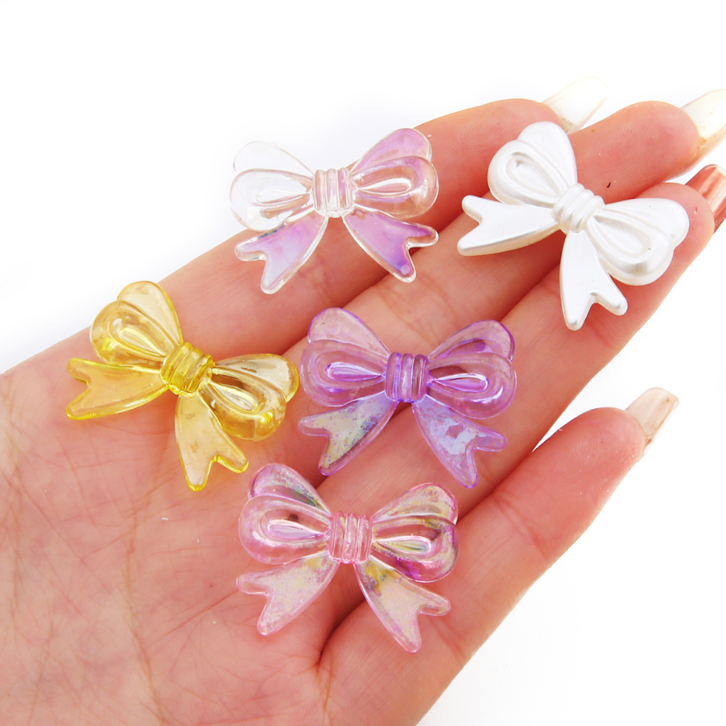 4pcs  Nơ Cài Tóc Acrylic 29X22mm Làm Vòng Đeo Tay DIY