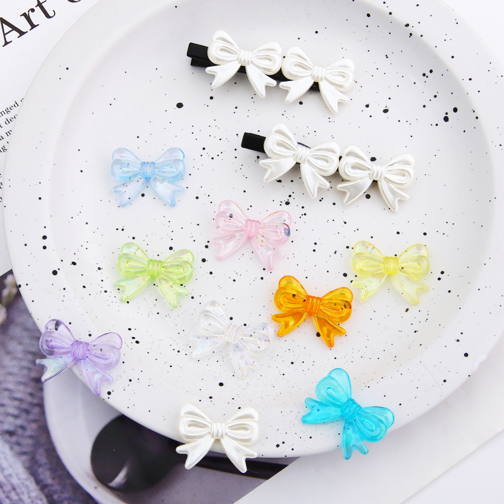 4pcs  Nơ Cài Tóc Acrylic 29X22mm Làm Vòng Đeo Tay DIY